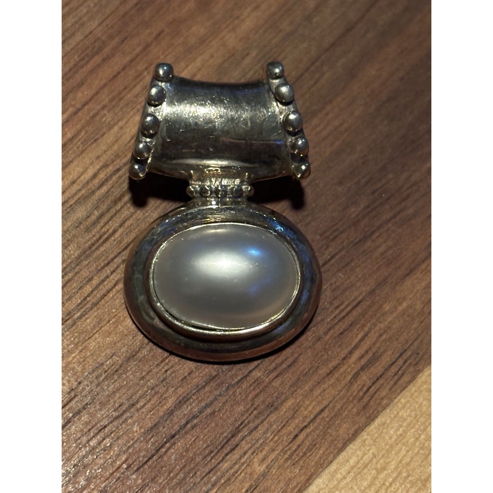 925 Sterling Silver Oval Faux Pearl Slide Pendant